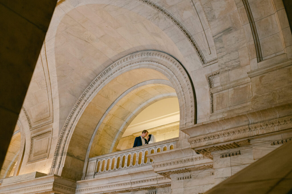 Manhattan elopement photos at the New York Public Library