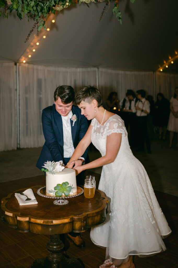 LGBTQ+ wedding cake cutting