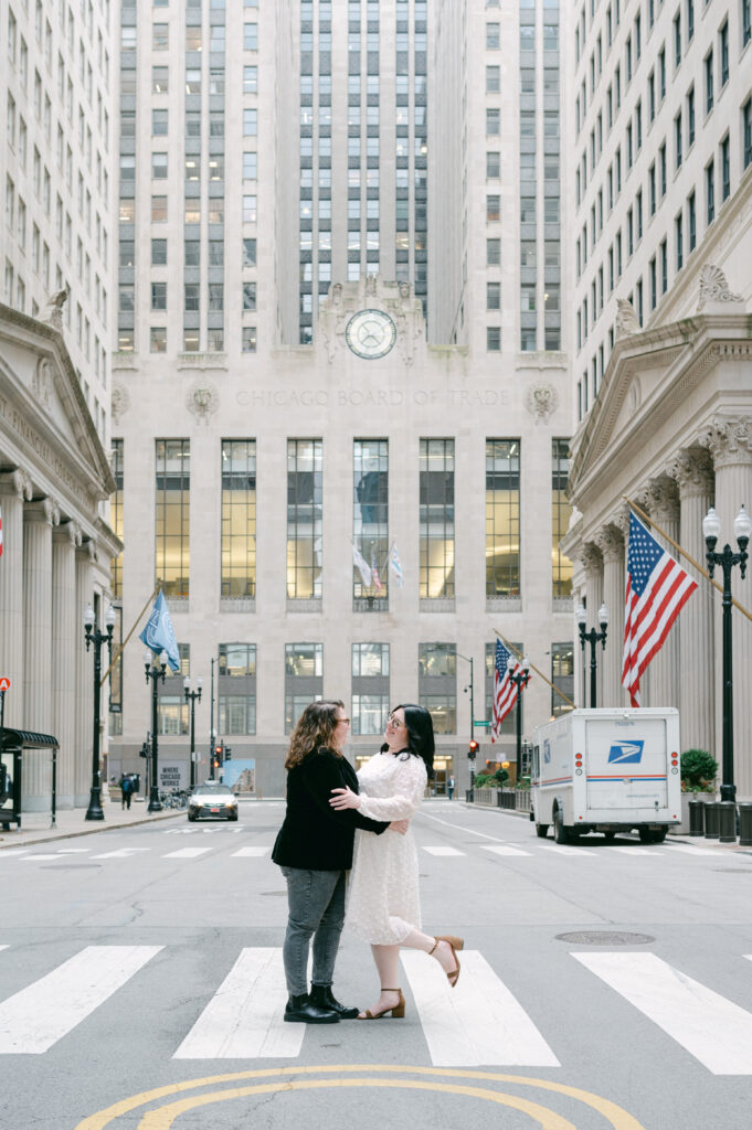 Engagement photos at the Board of Trade Building