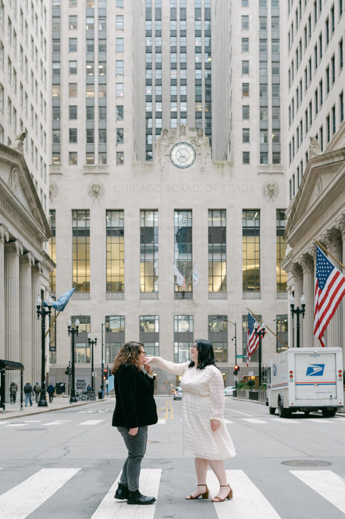 Engagement photos at the Board of Trade Building
