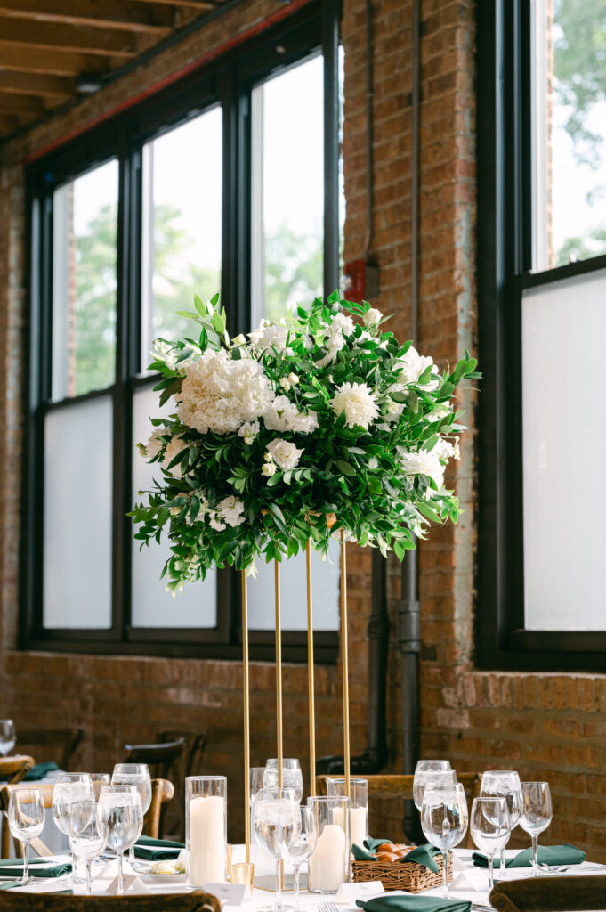 Green and white wedding