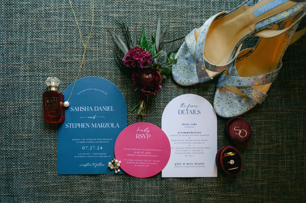 Wedding flat lay in Chicago