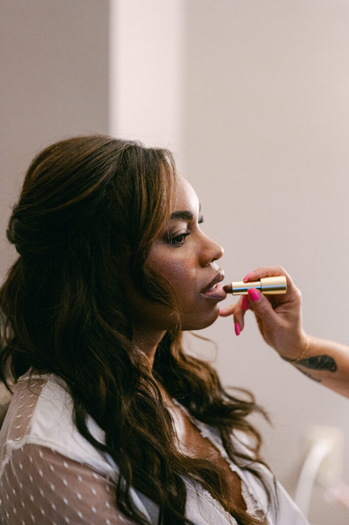 Bride getting ready on her wedding day