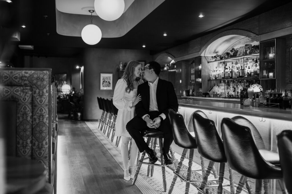 Chicago Winter Engagement Photos at Bisous in West Loop