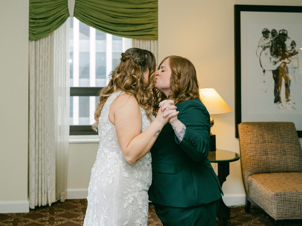 First look with two brides